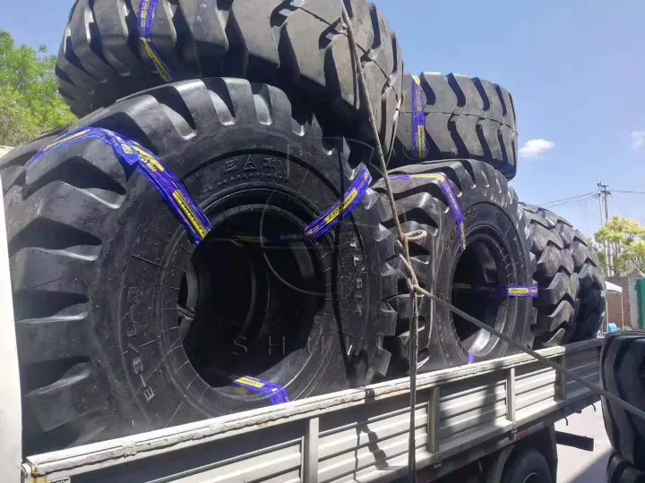 OTR tires on truck