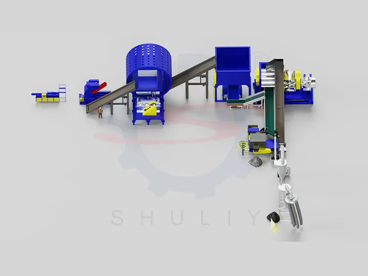 Tire Debeading and Cutting Line