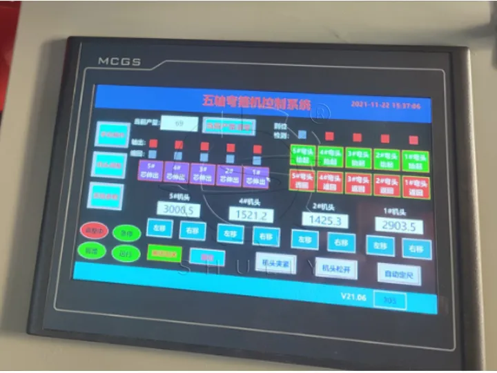 Control panel of rebar stirrup bending machine